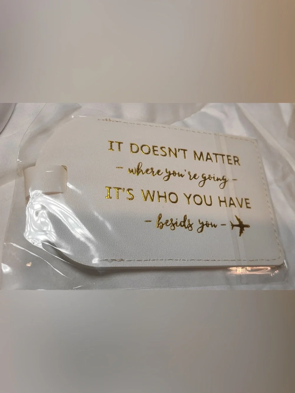 17 white faux leather luggage tags for weddings or party favors